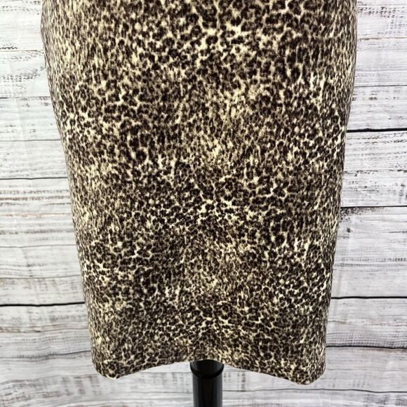 Talbots Skirt size 4 Brown Velvet Cheetah Leopard Straight Pencil Knee Career - Picture 4 of 8